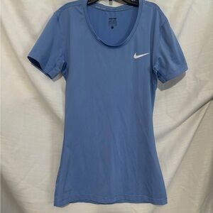 Nike Pro Women's Blue Sports T-Shirt Size S Small Swoosh Logo